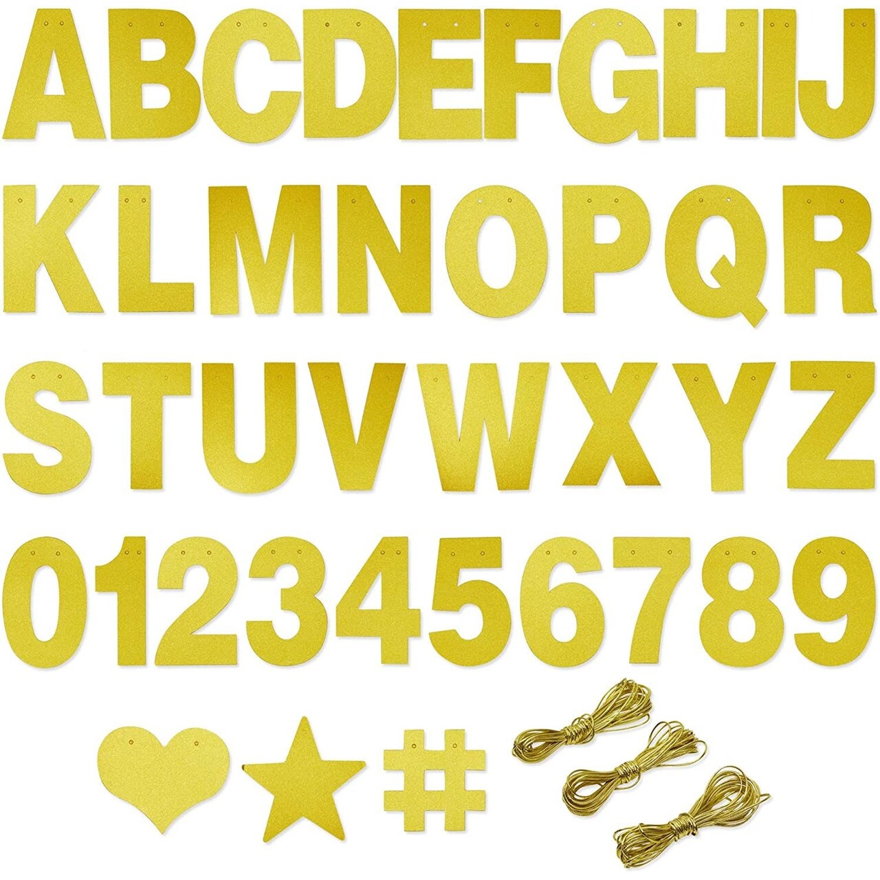 130 Piece DIY Gold Glitter Make Your Own Banner Kit with Letters, Numbers,  and Symbols (5 Inch Letters)